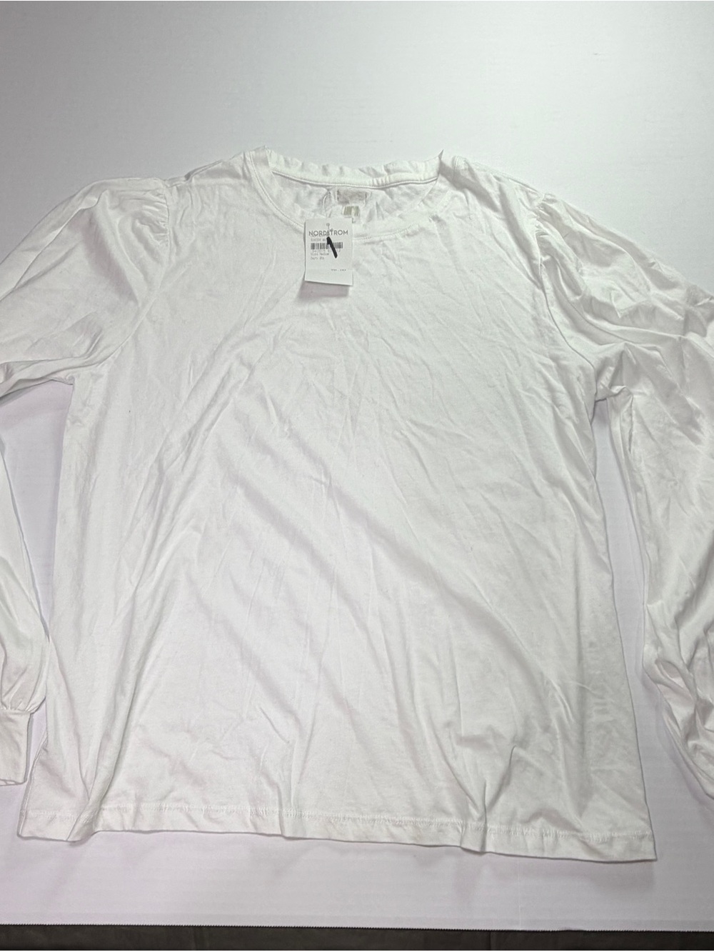 $98 NWT Lunya Puff Sleeve Long Sleeve Tee White Minimalist Lounge Top M